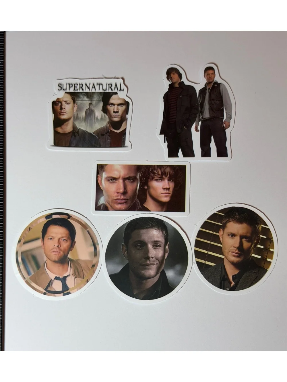 6 pack Supernatural Stickers. Waterproof. Dean Cas Sam